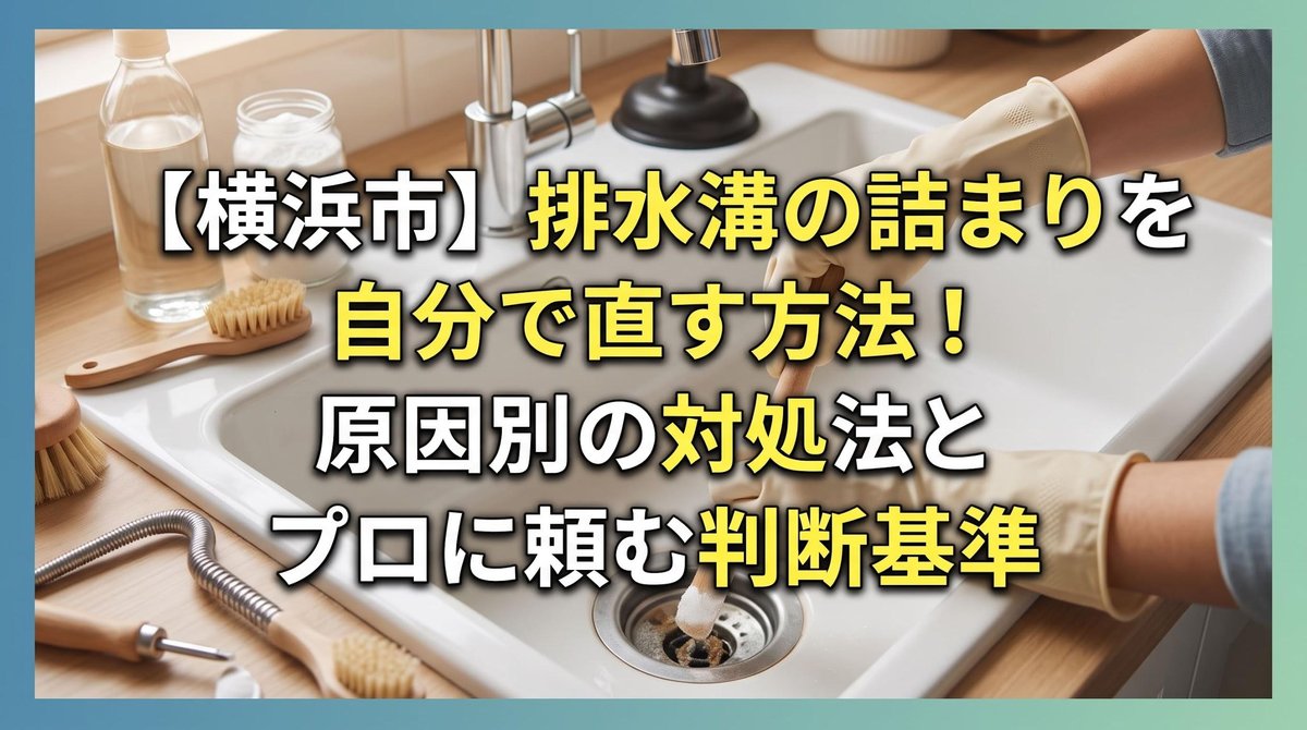 【横浜市】排水溝の詰まりを自分で直す方法！原因別の対処法とプロに頼む判断基準